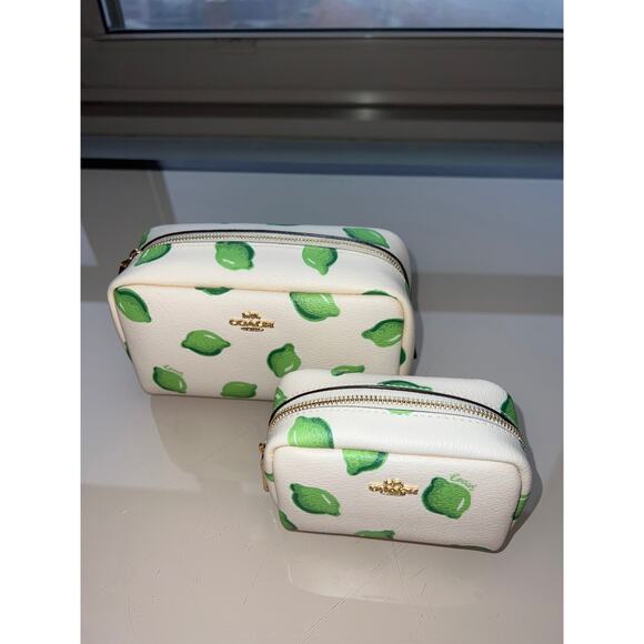Sale!! Coach Coin Pouch Lime Print Design Bag Coach Cosmetic Case Pouch - Picture 5 of 12